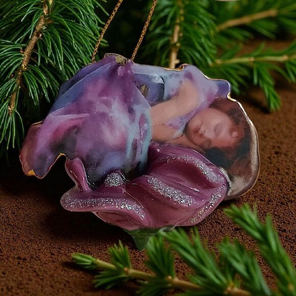 Porcelain Fairy Ornament Purple Bradford Editions Lisa Jane Wings Of Wonder 2001 - Picture 1 of 16